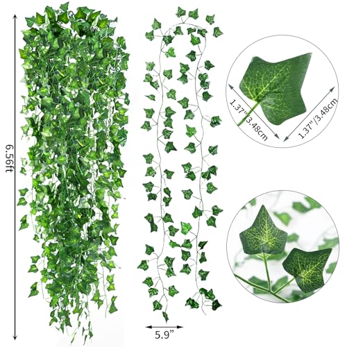 Image of CEWOR 36pcs 236 Feet Artificial Ivy Hanging Plants Fake Vine Leaves for Home Garden Wall Decoration