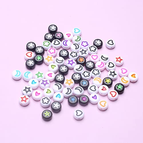 HERZWILD 500pcs Beads for Threading, Heart, Star, Flower, Moon, Pearl - Image 4