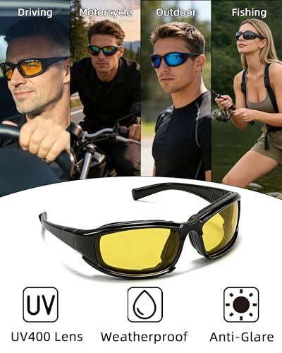 YUNGLIDE 4 Pairs Motorcycle Glasses Set