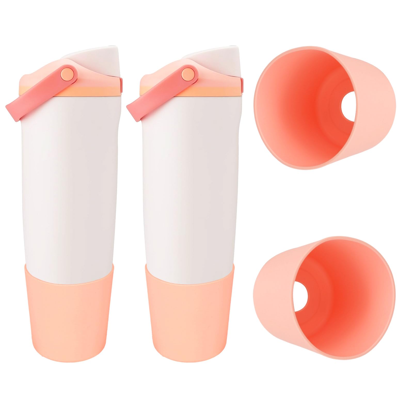 Fukaisu 2pcs Silicone Boot, Anti-Slip Scratch-Resistant Cover Protective Bottle Extended Sleeves Compatible with Owala 30oz & 40oz Sway Bottles & Tumblers (Orange)