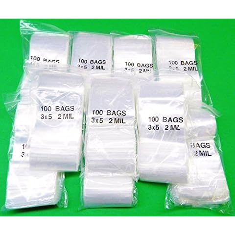 3x5 ZIPLOCK BAGS RECLOSABLE 2 MIL CLEAR ZIP LOCK POLY 2MIL 3" x 5" 1,000 PIECES (LZ 3.6 FRE) BY NOVELTOOLS Cover
