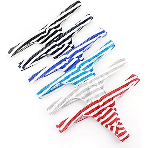 Faringoto Men's Low Waist Striped Thong Cover
