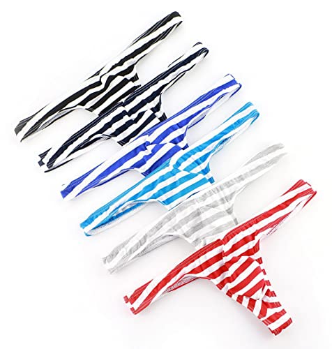 Men's Underwear Low Waist Striped U Convex Thong [6Pack]
