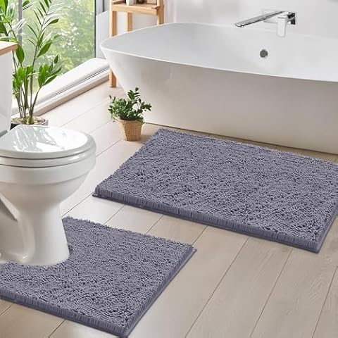 LuxUrux Soft Plush Bath Mat Set Cover