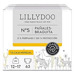 Pañales Para Piel Atopica Pañales-braguita hipoalergénicos LILLYDOO, talla 5 (12-17 kg), 3 paquetes de 21 pañales braguita (63 pañales) (FSC Mix)