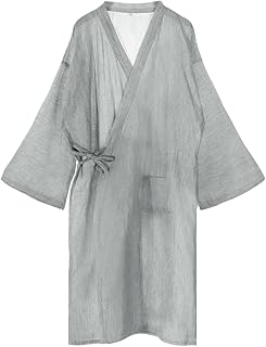 Men Summer Kimono Bathrobe Long Cotton Yukata Woven Striped Pajamas Loungewear Mens Bathrobe Sleepwear Nightgown