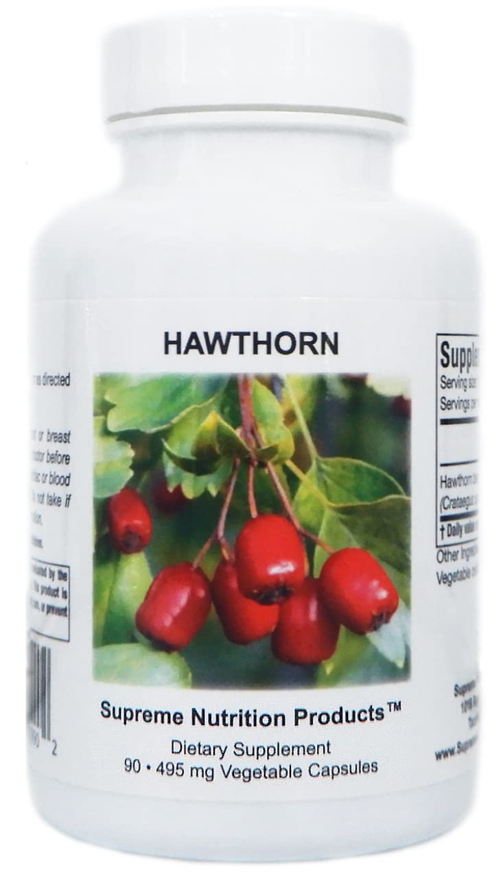 Supreme Nutrition Hawthorn, 90 Pure Hawthorn Berry Vegetarian Capsules 90 Count (Pack of 1)