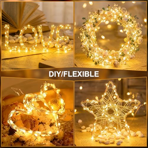 Solar String Lights 2 Pack Total 66FT 200LED Solar Fairy Lights Outdoor Waterproof 8 Lighting Modes Twinkle Lights for Patio, Garden Yard Party Wedding Tree Christmas Halloween Decoration, Warm White - image 5