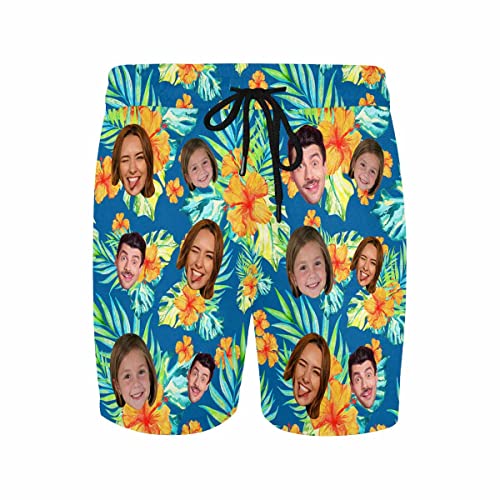 Custom Face Mens Swim Trunks Quick Dry Funny Beach Board Shorts for Men