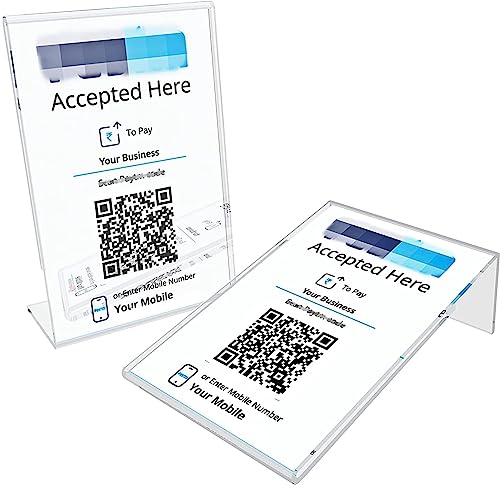 Image of CPI 4 X 6 Inch (A6) Acrylic Bar code standee, QR Code L Shape Perfect for Restaurants, Promotions, Tent Card Paper Holder Photo Frames for BHIM, PHONEPE, GOOGLE Pay Stand (Transparent, Set of 12)