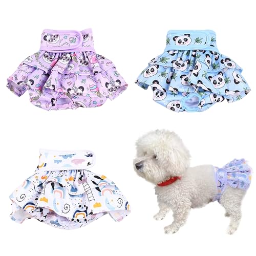 Image of Reusable Dog Diapers Female Washable, Leak-Proof Doggie Diapers for Heat Nappies, Period, Incontinence and Puppy Training-Pack of 3 (Small)