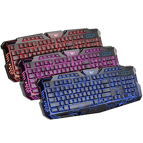 Teclado gaming silencioso con retroiluminación arcoíris LED y panel de metal resistente 4