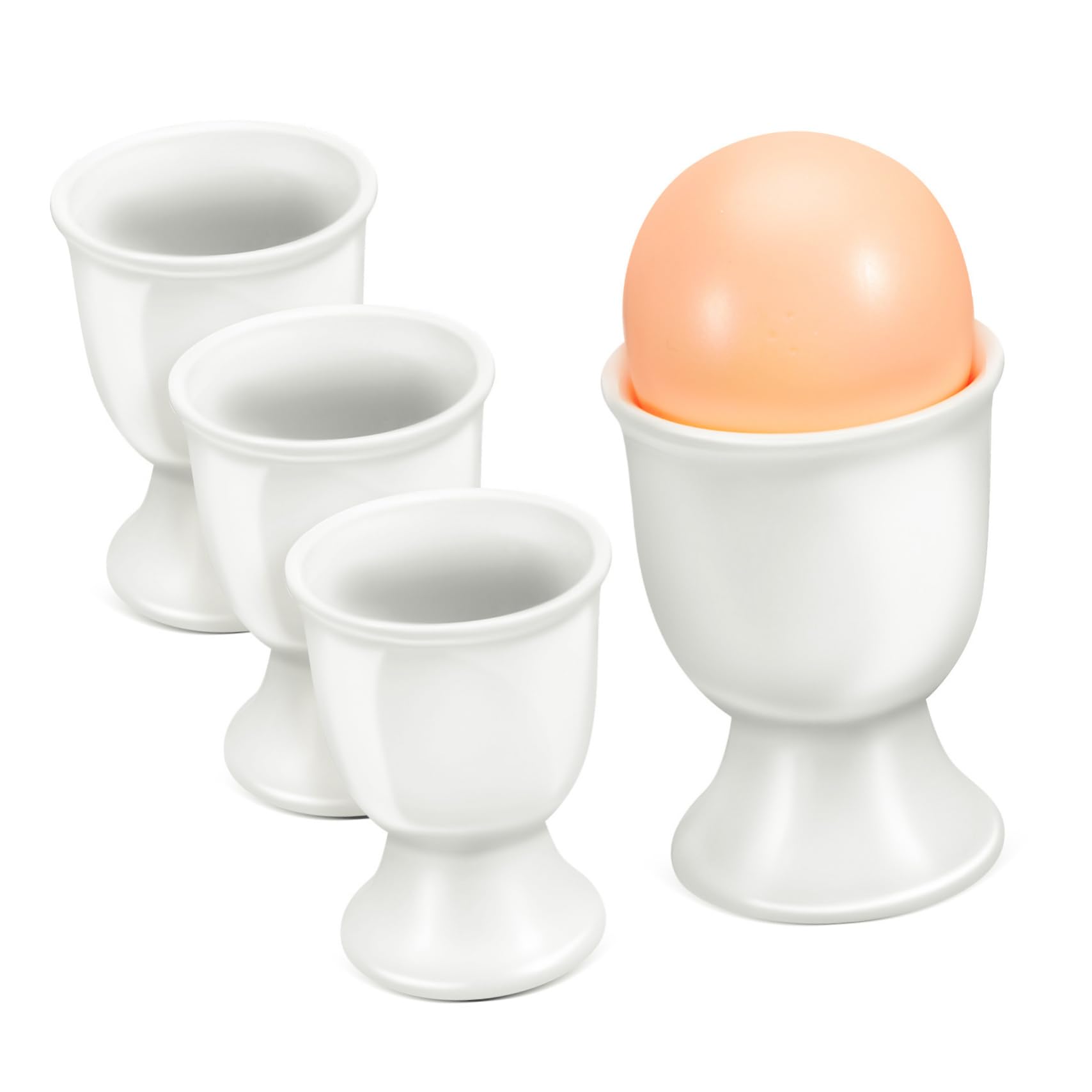 Cabilock Pack Easter Egg Holders Soft White Ceramic Boiled Egg Cups Contemporary Kitchen Accessory
