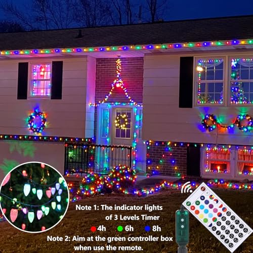 Joomer SSL0100-S-D-29V C9 Christmas String Lights, 65Ft 100 Led Color Changing Rgb Christmas Tree Lights Connectable Remote Control Outdoor Waterproof thumb #1
