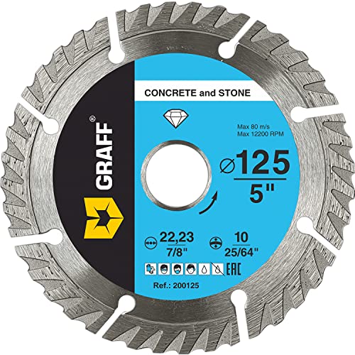 GRAFF Disque Diamant 125 à Béton Speed Segment - Meule à Tronçonner pour coupe Béton, Pierre, Brique, Ciment, Granite, Maçonnerie - Disque Béton 125...