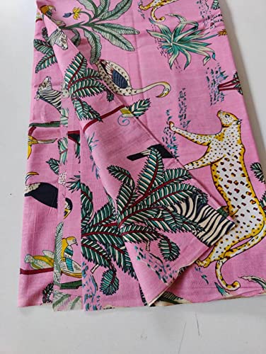 Image of Floral Printed Cotton Fabric Cloth Hand Block Print Fabric Women Material Running Jaipuri Hand Block Printed Women Dress Material Kurtis Natural 44 inch Inches Width 2.5 Meter (Pattern 24)