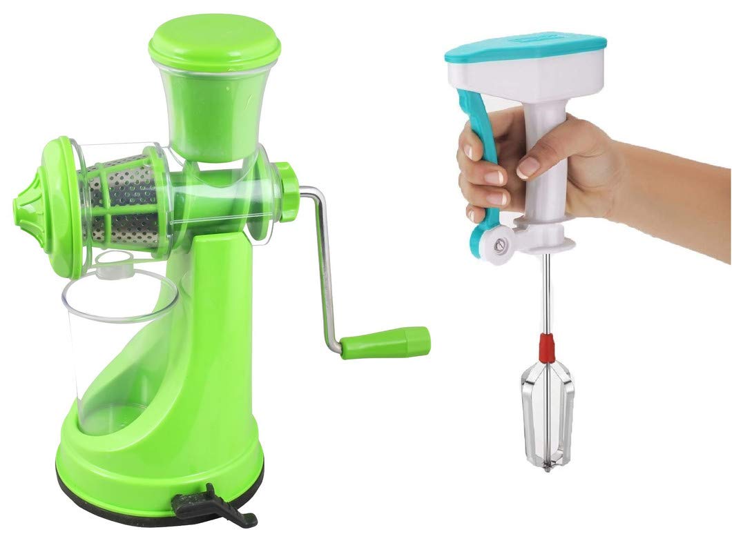 GOSWAMI WITH G LOGO Combo Pack Juicer MachineWith Hand Blender, Juice Maker Machine for Home, Deluxe Fruit & Vegetable Manual Juicer Steel Handle and Vegetable Cutter(Multi-Colour)