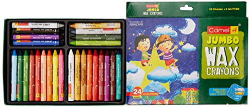 Image of Camel Camlin Kokuyo Fabrica Acrylic Ultra Color, 15Ml, 10 Shades Wax Crayons + 2 Glitter Shade Free - 24 Shades