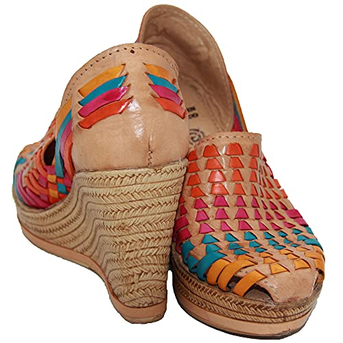 Western Shops Womens Leather Mexican Huarache Sandal, Womens Huarache Leather Wedge Sandal3