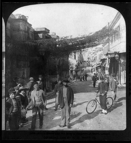HistoricalFindingsPhoto: Aeolos Street,Stoa of Hadrian,Athens,Greece,c1903,People,Bicycle