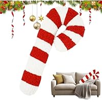 YuuFcy Weihnachts-Zuckerstangen-Kissen, Winter Dekokissen, Süßes Weihnachts-Süßigkeits-Überwurfkissen, Weiches Zuckerstangen-Plüschkissen, Wiederverwendbares Süßes Überwurfkissen (54CM)
