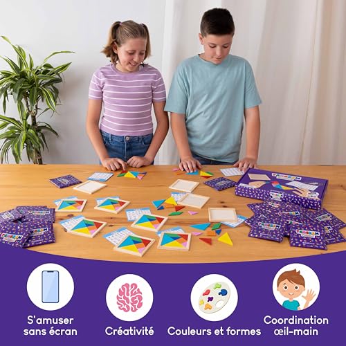 BONNYCO Jeu Tangram Enfant 30 PCS Cadeau Anniversaire Enfants Invites. Tangram Bois pour Cadeaux Anniversaire Invités, Mini Jeux Goodies. Petit Jouet Pinata, Pochette Surprise, Lot Kermesse Mixte – vue 4