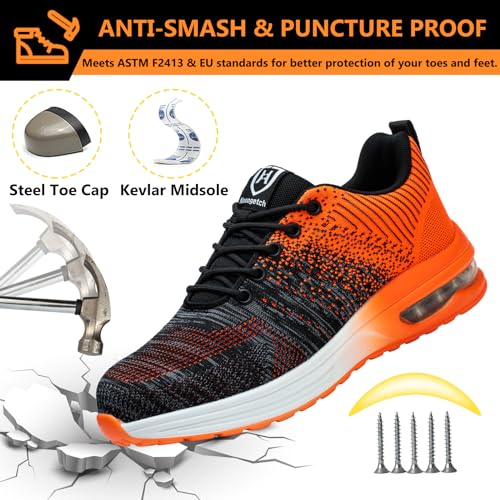 Image of Steel Toe Shoes for Men Women Lightweight Comfortable Work Shoes Indestructible Slip Resistant Safety Shoes for Construction