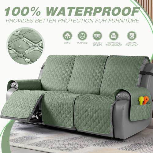 Image of TAOCOCO 100% Waterproof Recliner Sofa Covers Reversible, Sage Green