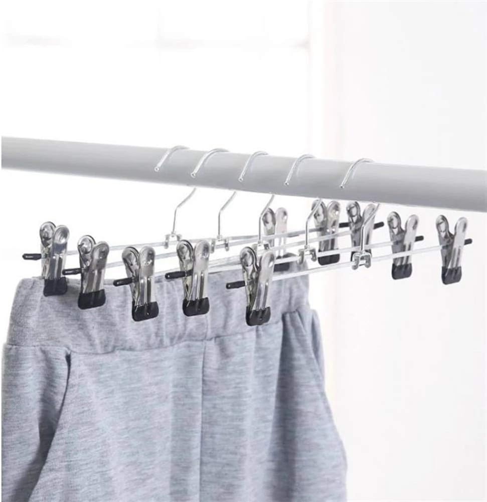 JSEIAJB 10pcs Coat Hangers Strong Clothes Hanger Drying Rack for Trouser Skirt Pants Non-Slip Stainless Steel