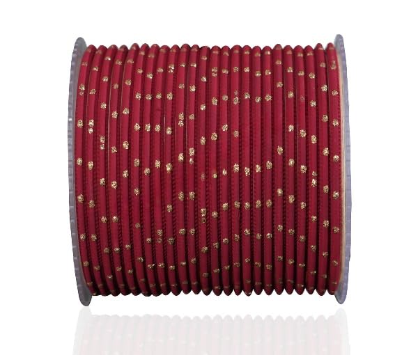 The Golden Cascade Light Maroon Dot Matte Bangles | Metal Chudi for Women | Bangles for Ladies | Fancy Bangles for Girls | Bangle Set for Wedding (Pack of 24) (Extra Large 2.10) (B09TP5RSGG) Amazon Price History, Amazon Price Tracker