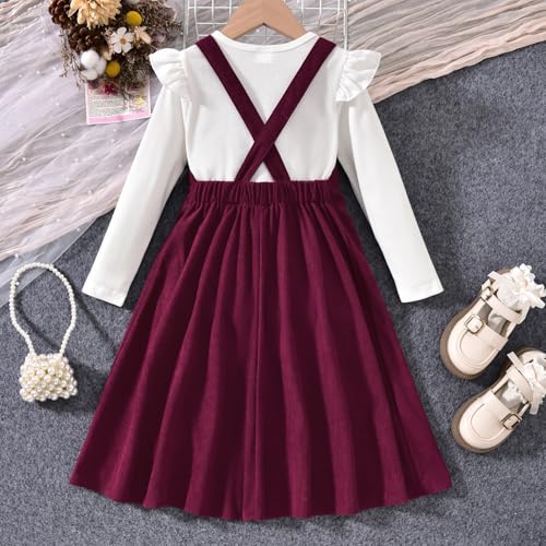 Image of HIHA Little Girls Adjustable Corduroy Pinafore Overall Dress Set Size 6-12
