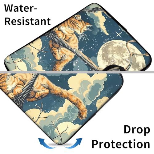 Funda para portátil 17 pulgadas con asa marrón y luna miniatura 6