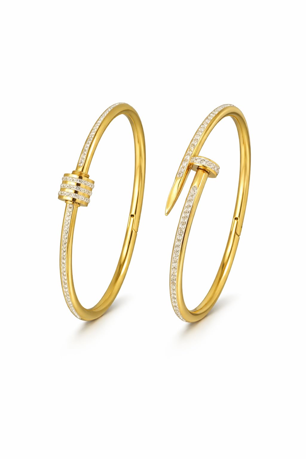 okos Gold Plated Openable Braclet Kada Combo Set for Girls & Women, Crystal Studded Nail Design Bangles, Gold Tone Fashion Jewelry CO1000512GLD-picture-44