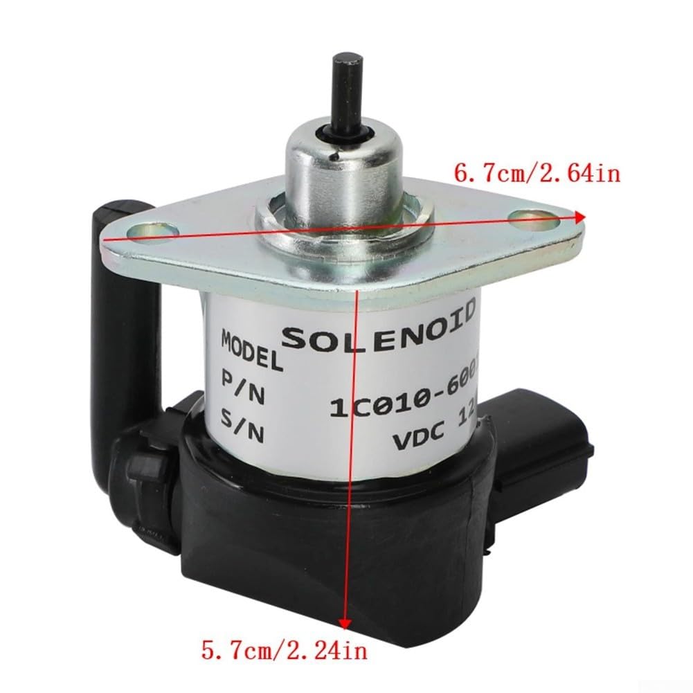 Solenoide de apagado de combustible de repuesto de 12 V para Kubota 1C01060015 1C01060016 1C01060017 compatible con modelos de motor M105S M9000 M6800 M8540 M9540