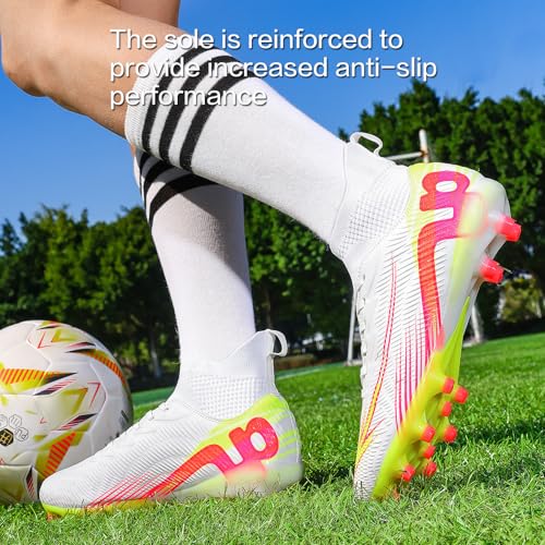 Image of Soccer Cleats for Mens Womens High Tops Lace Up Unisex Football Shoes Indoor Turf Soccer Shoes AG FG TF for Beginners to Advanced Players