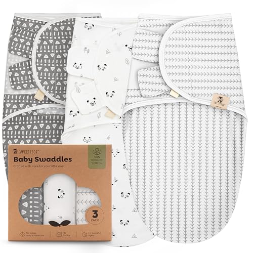 Image of Sweety Fox 3-Pack Organic Baby Swaddles - Swaddles for Newborns, Infant 0-3 Months, Baby Girls, Boys, Soft & Snug Newborn Nursery Swaddling Blankets (Forest)