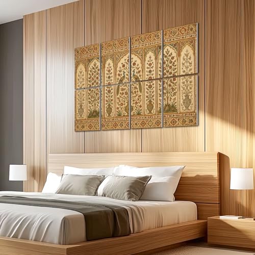 Paquete de 8 paneles acústicos decorativos artísticos, absorbentes de sonido, estilo antigüo con diseño floral y simétrico, autoadhesivos para estudios de grabación y oficinas 48"x32" miniatura 5