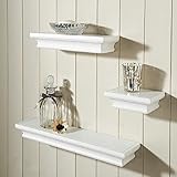 AHDECOR Wandregal 3er Set Schweberegale, MDF Holz, 46/30/15cm, Unsichtbare Montage, Lagerregale für Bücher, Fotorahmen,Toppflanze Weiß