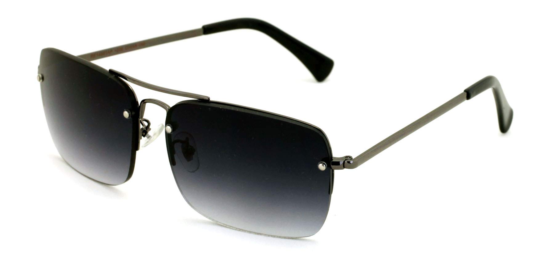 Men Large Outdoor Sunglasses Metal Rimless Reading Glasses - Big Lens Rectangular Tinted Readers