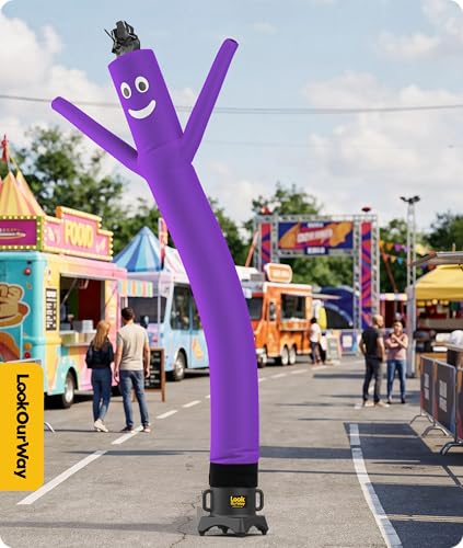 Image of LookOurWay Air Dancers Inflatable Tube Man Attachment - 10 Feet Tall Wacky Waving Inflatable Dancing Tube Guy for Business Promotion - Blower Not Included - Purple