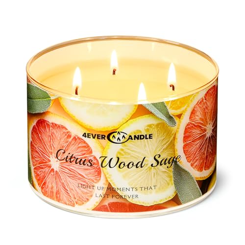 Soy Wax Blend Candle for Home, 4-Wick Candles in Citrus Wood Sage...