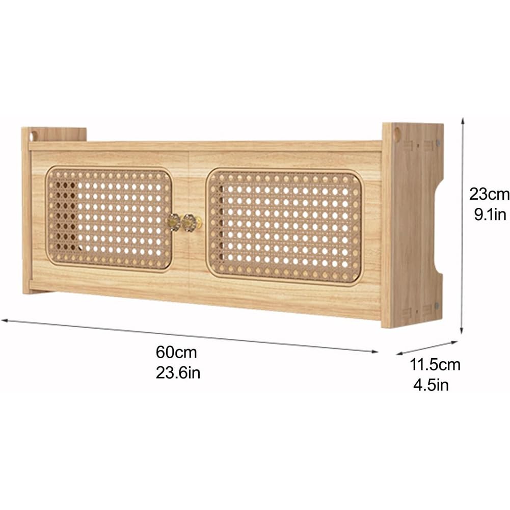 Armoire de rangement murale en bois pour routeur WiFi, étagère forte pour salon, bureau, chambre à coucher, design compact, 89,2 x 11,4 x 23,1 cm