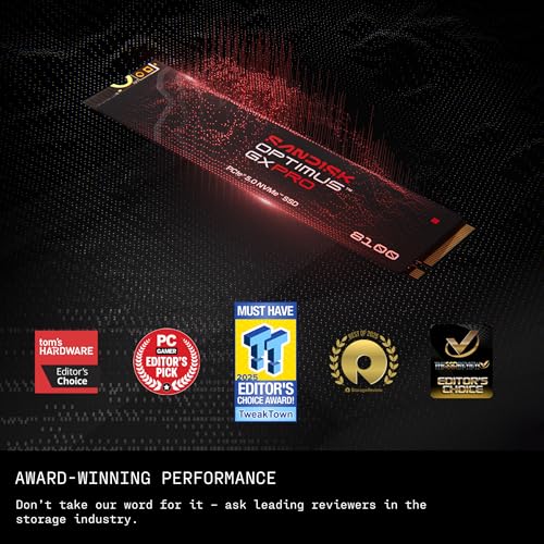 Image of SANDISK 1TB Optimus GX PRO 8100 PCIe 5.0 NVMe SSD - M.2 2280, Up to 14,900 MB /s Read Speed, Lightning-Fast Performance - SDSP82100TAN