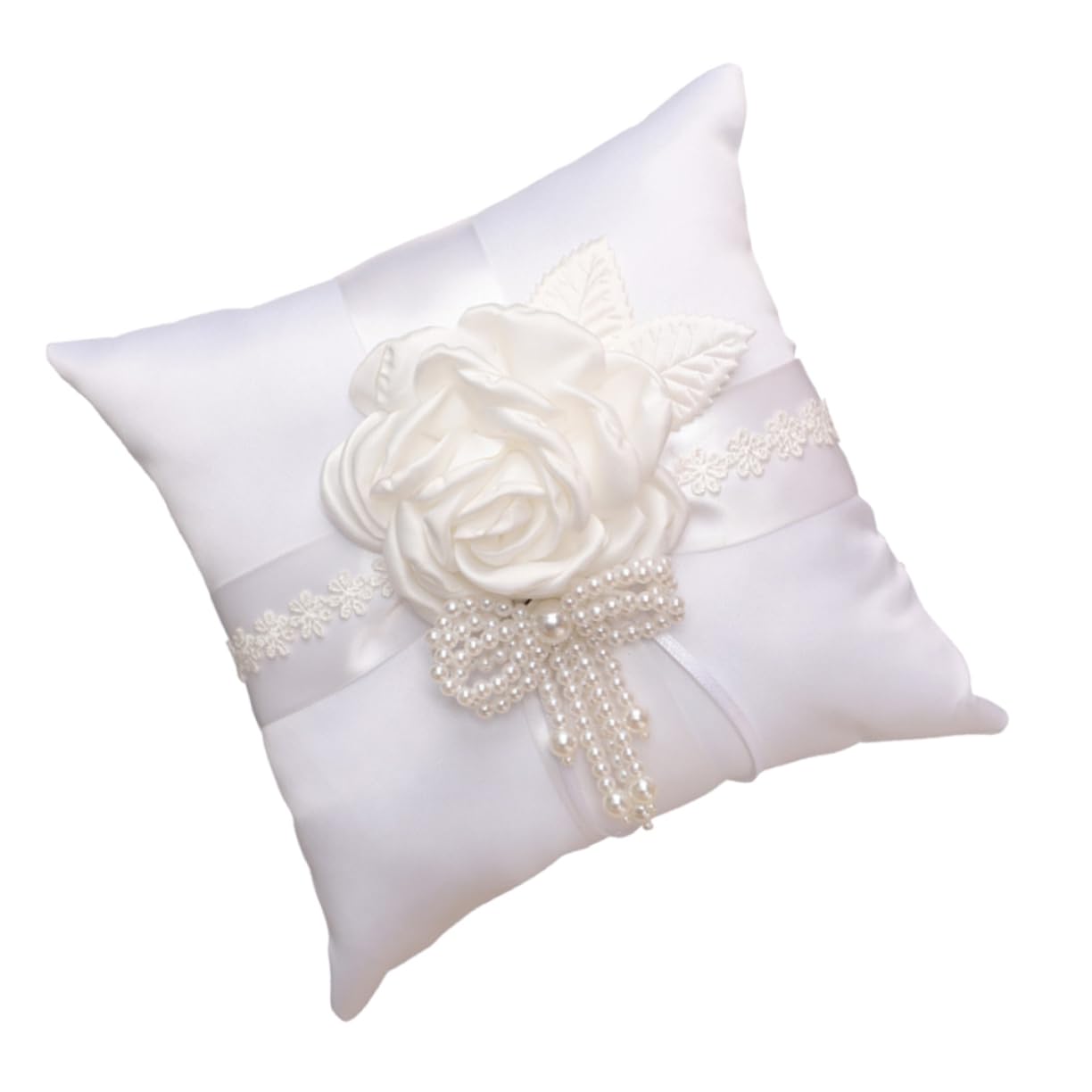 KOMBIUDA 1pc Floral Bridal Cushion Elegant Faux Wedding Pillow for Bearer for Wedding Ceremony and Special Events