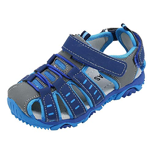 Beppter Boys' and Girls' Summer Outdoor Beach Sports Closed-Toe Sandals(Toddler/Little Kid/Big Kid)(Blue, 2-2.5Years)
