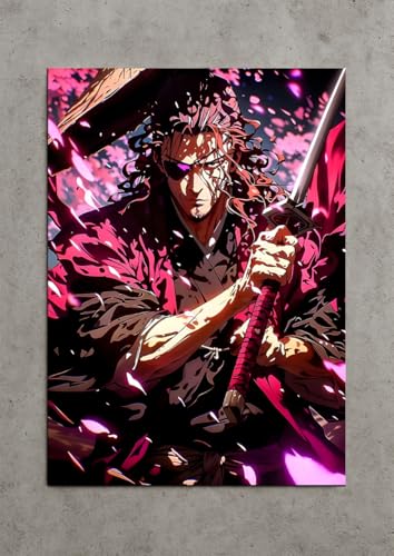 Image of NIJUKA Anime Printed A4 Size Metal sheet Poster For Home And Room Decoration | For Anime Art Fans Boys And Girls (Shunsui Kyoraku Head Captain)