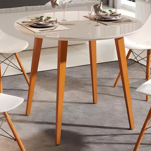 Mesa Jantar Redonda Murano 90cm Sala Cozinha Mdf Pé Palito (Off W...