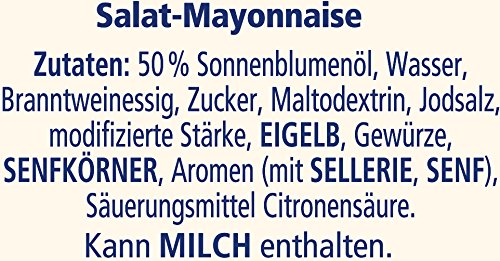THOMY Salat Mayonnaise, Mayonnaise Salatdressing, Vegetarische, 500 ml Glas, 4er Pack (1 x 500ml)