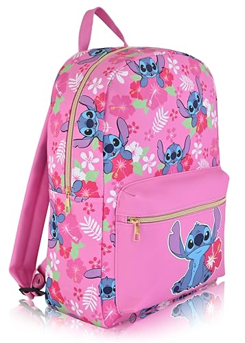 Image of Fast Forward Stitch Backpack, Unisex 16-Inch Daypack, PU Leather, Stitch Design, Cute & Spacious, Adjustable Straps