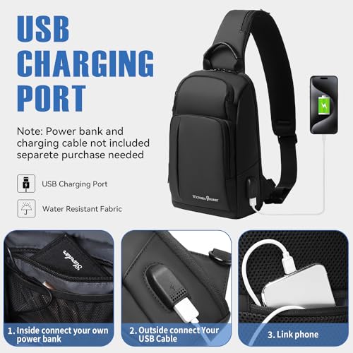 Victoriatourist Laptop Backpack & Sling BagS houlder Crossbody | Business Slim Durable with USB Charging Port & Chest Bag Daily Travel Casual Hiking Daypack3